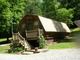 Small log cabin on farm