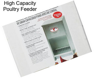 High Capacity Poultry Feeder