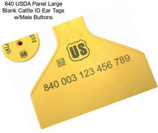 840 USDA Panel Large Blank Cattle ID Ear Tags w/Male Buttons