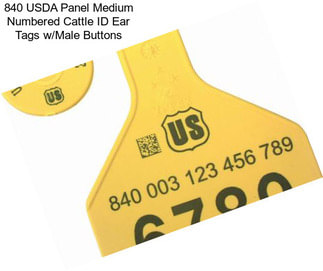 840 USDA Panel Medium Numbered Cattle ID Ear Tags w/Male Buttons