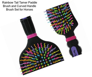 Rainbow Tail Tamer Paddle Brush and Curved Handle Brush Set for Horses