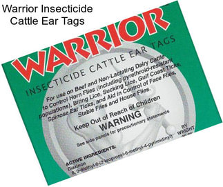 Warrior Insecticide Cattle Ear Tags