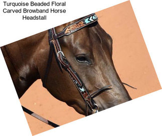 Turquoise Beaded Floral Carved Browband Horse Headstall