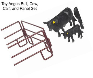 Toy Angus Bull, Cow, Calf, and Panel Set