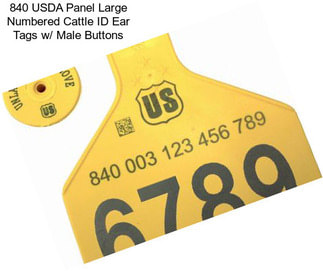 840 USDA Panel Large Numbered Cattle ID Ear Tags w/ Male Buttons