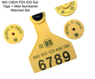 840 USDA FDX EID Ear Tags + Med Numbered Matched Set