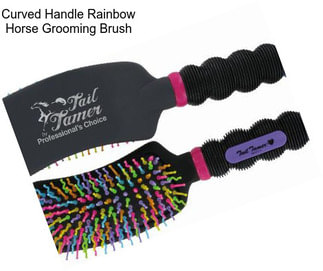 Curved Handle Rainbow Horse Grooming Brush