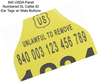 840 USDA Panel Numbered XL Cattle ID Ear Tags w/ Male Buttons