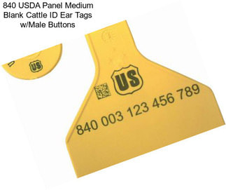 840 USDA Panel Medium Blank Cattle ID Ear Tags w/Male Buttons