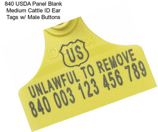 840 USDA Panel Blank Medium Cattle ID Ear Tags w/ Male Buttons