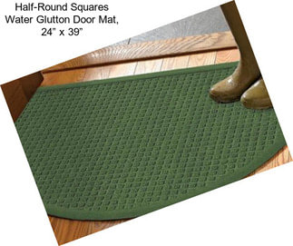 Half-Round Squares Water Glutton Door Mat, 24” x 39”