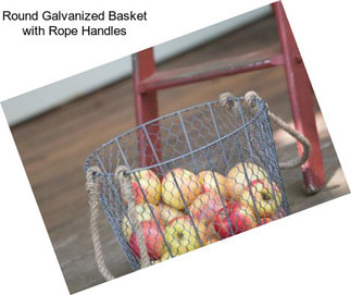 Round Galvanized Basket with Rope Handles