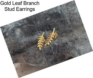 Gold Leaf Branch Stud Earrings