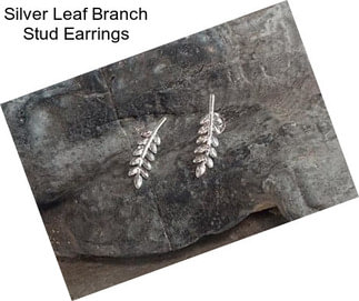 Silver Leaf Branch Stud Earrings