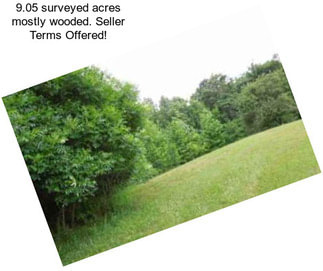 9.05 surveyed acres mostly wooded. Seller Terms Offered!