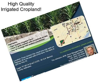 High Quality Irrigated Cropland!