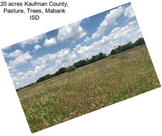 20 acres Kaufman County, Pasture, Trees, Mabank ISD