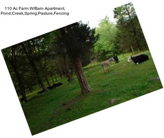 110 Ac Farm W/Barn Apartment, Pond,Creek,Spring,Pasture,Fencing