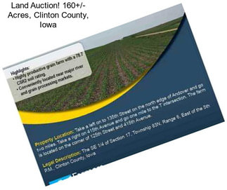 Land Auction! 160+/- Acres, Clinton County, Iowa