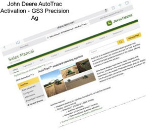 John Deere AutoTrac Activation - GS3 Precision Ag