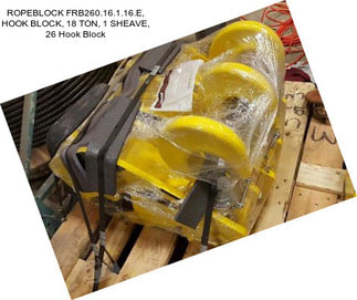 ROPEBLOCK FRB260.16.1.16.E, HOOK BLOCK, 18 TON, 1 SHEAVE, 26 Hook Block