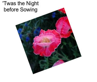\'Twas the Night before Sowing