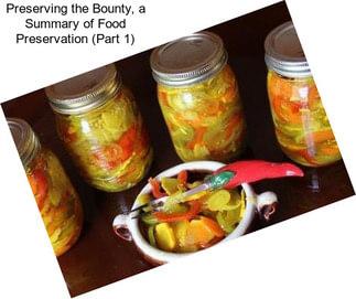 Preserving the Bounty, a Summary of Food Preservation (Part 1)