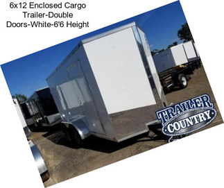 6x12 Enclosed Cargo Trailer-Double Doors-White-6\'6\