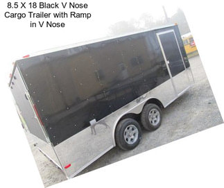 8.5 X 18 Black V Nose Cargo Trailer with Ramp in V Nose