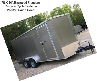 7ft X 16ft Enclosed Freedom Cargo & Cycle Trailer in Pewter, Ramp Door!