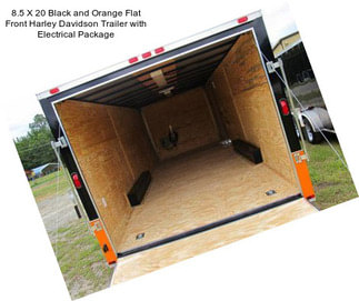 8.5 X 20 Black and Orange Flat Front Harley Davidson Trailer with Electrical Package
