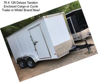 7ft X 12ft Deluxe Tandem Enclosed Cargo or Cycle Trailer in White! Brand New!