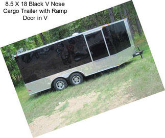 8.5 X 18 Black V Nose Cargo Trailer with Ramp Door in V