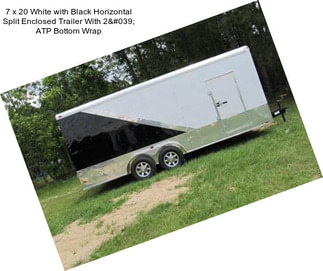 7 x 20 White with Black Horizontal Split Enclosed Trailer With 2' ATP Bottom Wrap