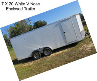 7 X 20 White V Nose Enclosed Trailer