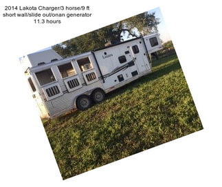 2014 Lakota Charger/3 horse/9 ft short wall/slide out/onan generator 11.3 hours