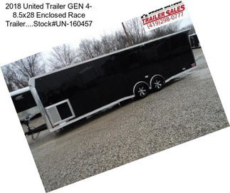 2018 United Trailer GEN 4- 8.5x28 Enclosed Race Trailer....Stock#UN-160457