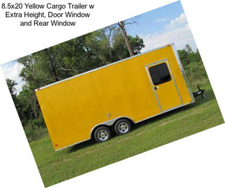8.5x20 Yellow Cargo Trailer w Extra Height, Door Window and Rear Window