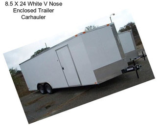 8.5 X 24 White V Nose Enclosed Trailer Carhauler