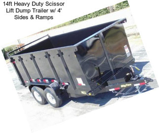 14ft Heavy Duty Scissor Lift Dump Trailer w/ 4\' Sides & Ramps