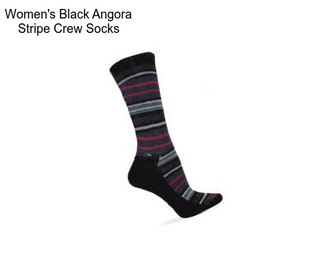 Women\'s Black Angora Stripe Crew Socks