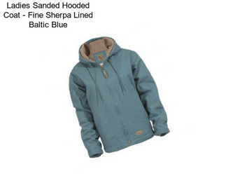 Ladies Sanded Hooded Coat - Fine Sherpa Lined Baltic Blue