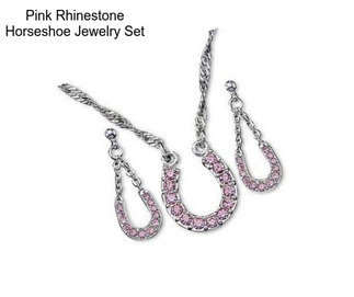 Pink Rhinestone Horseshoe Jewelry Set