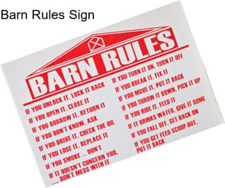 Barn Rules Sign