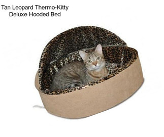 Tan Leopard Thermo-Kitty Deluxe Hooded Bed