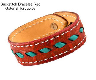 Buckstitch Bracelet, Red Gator & Turquoise