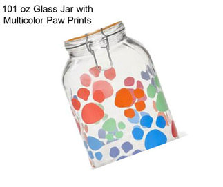 101 oz Glass Jar with Multicolor Paw Prints