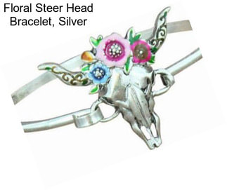 Floral Steer Head Bracelet, Silver