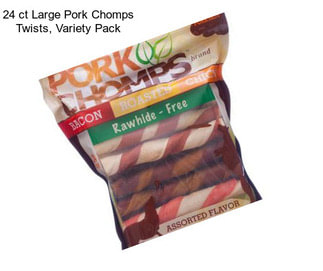 24 ct Large Pork Chomps Twists, Variety Pack