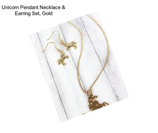 Unicorn Pendant Necklace & Earring Set, Gold